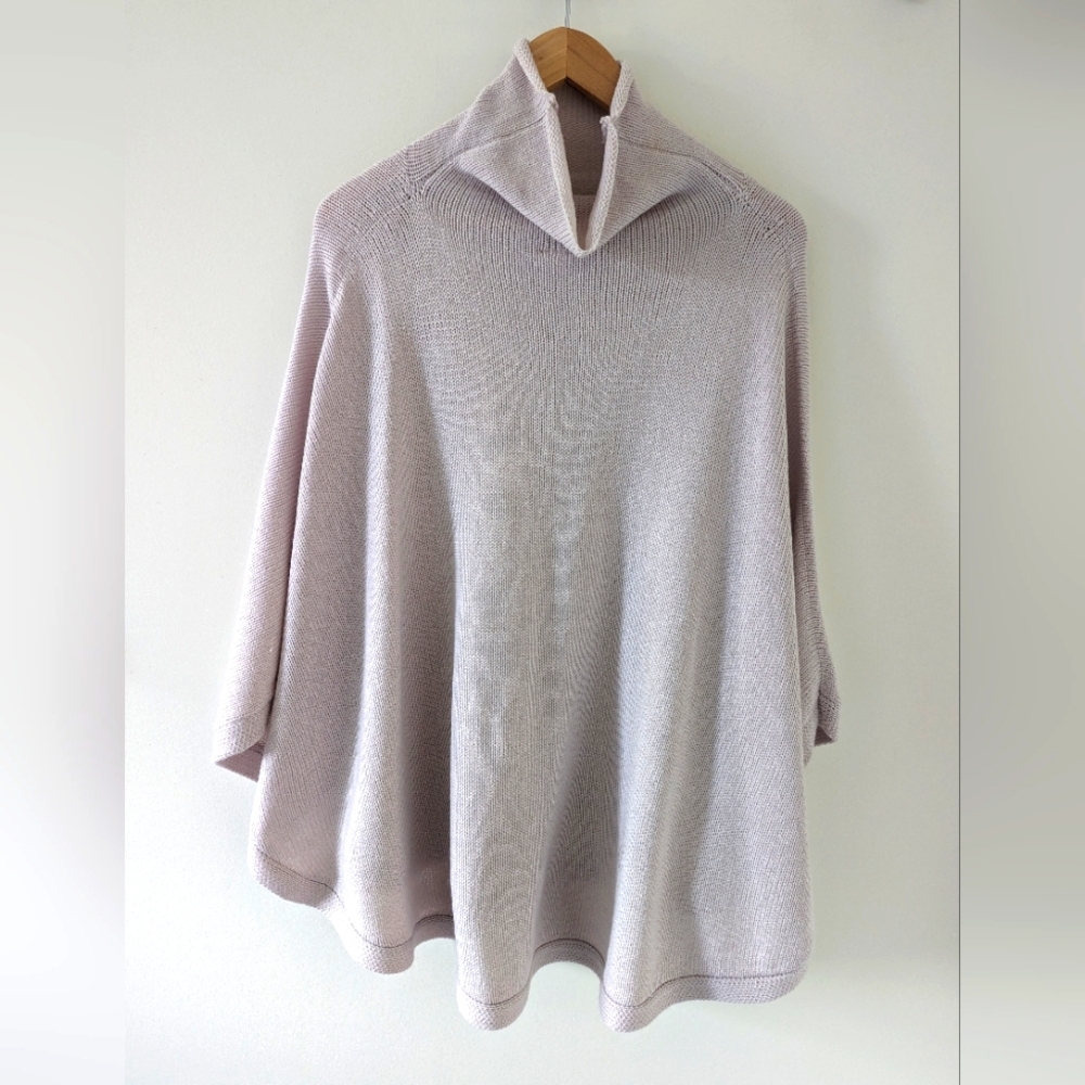 Lole Inverness Light Lilac Knit Mock Neck Poncho, One Size Fits All